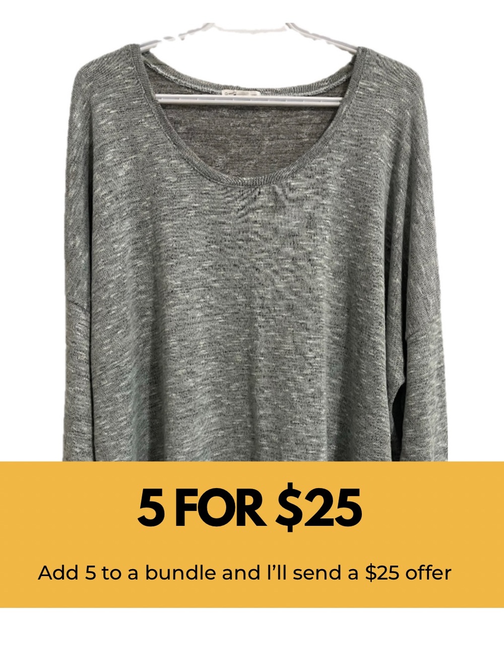 Classic Women's Grey Scoop Neck Top with Lace Hem
